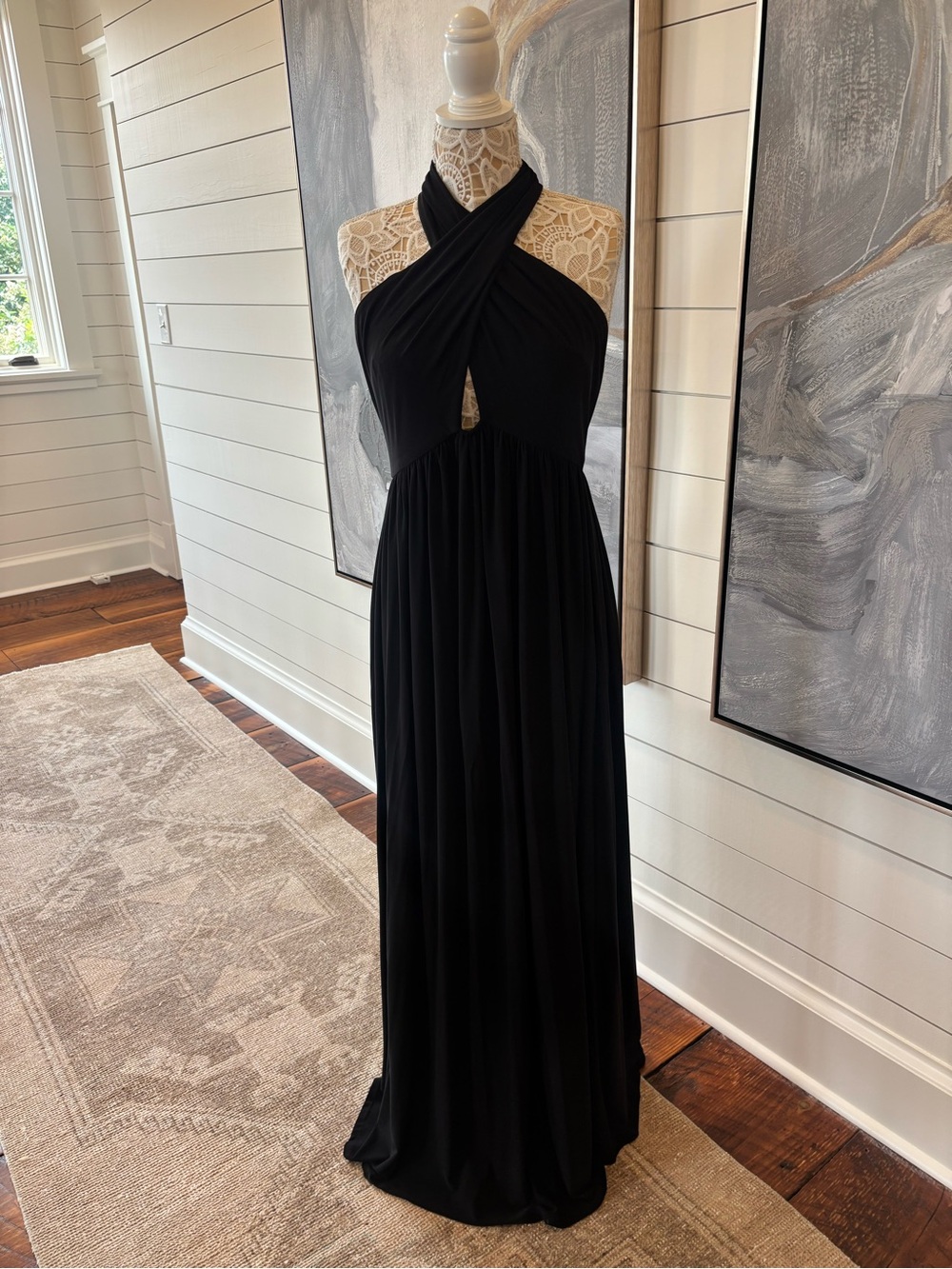 Ramy Brook Black Twist Halter Maxi Dress